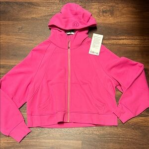 NWOT Lululemon scuba oversized hoodie in sonic pink/gold zipper!